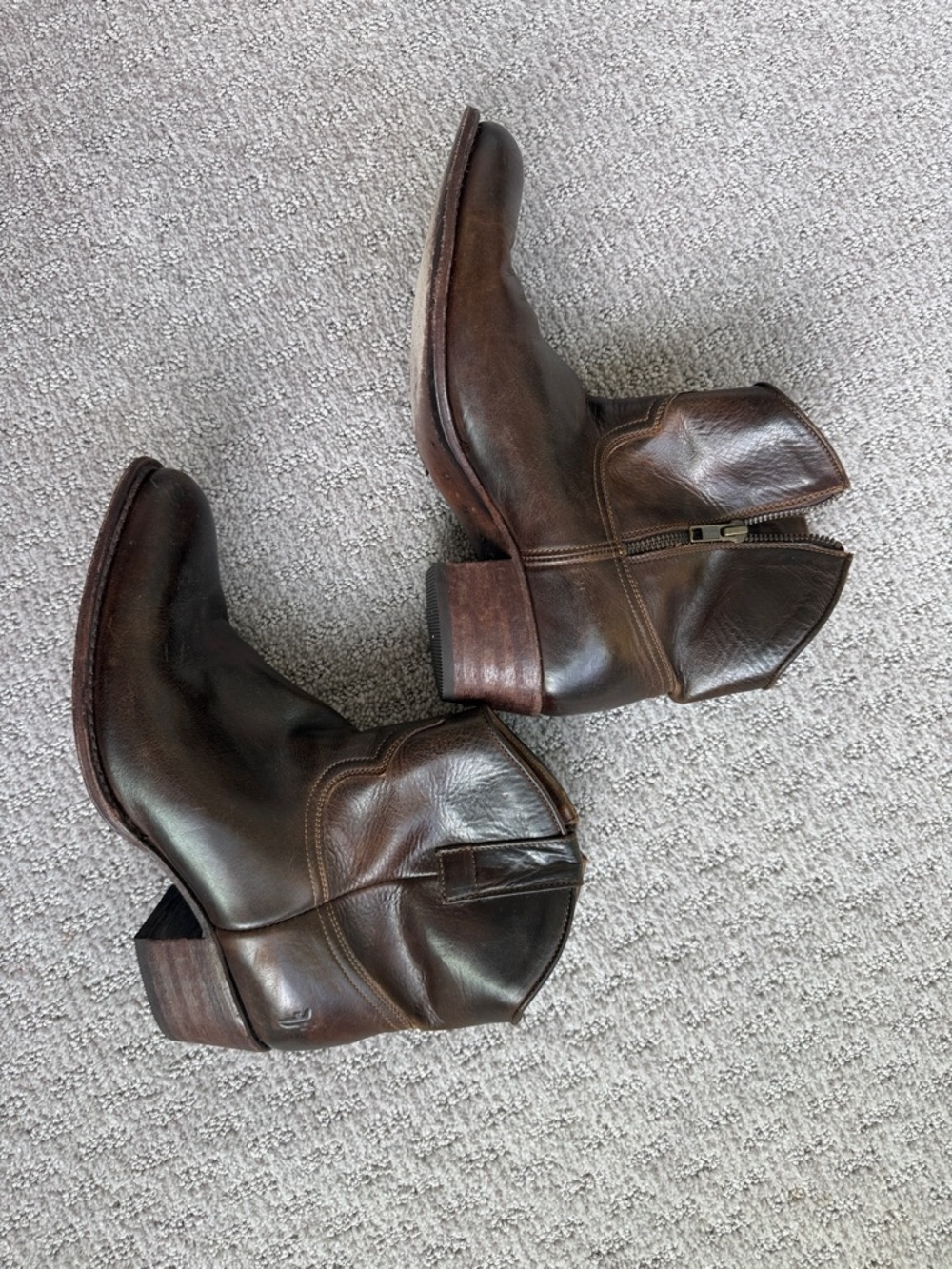 Frye Women’s Brown Leather Zip Ankle Boots